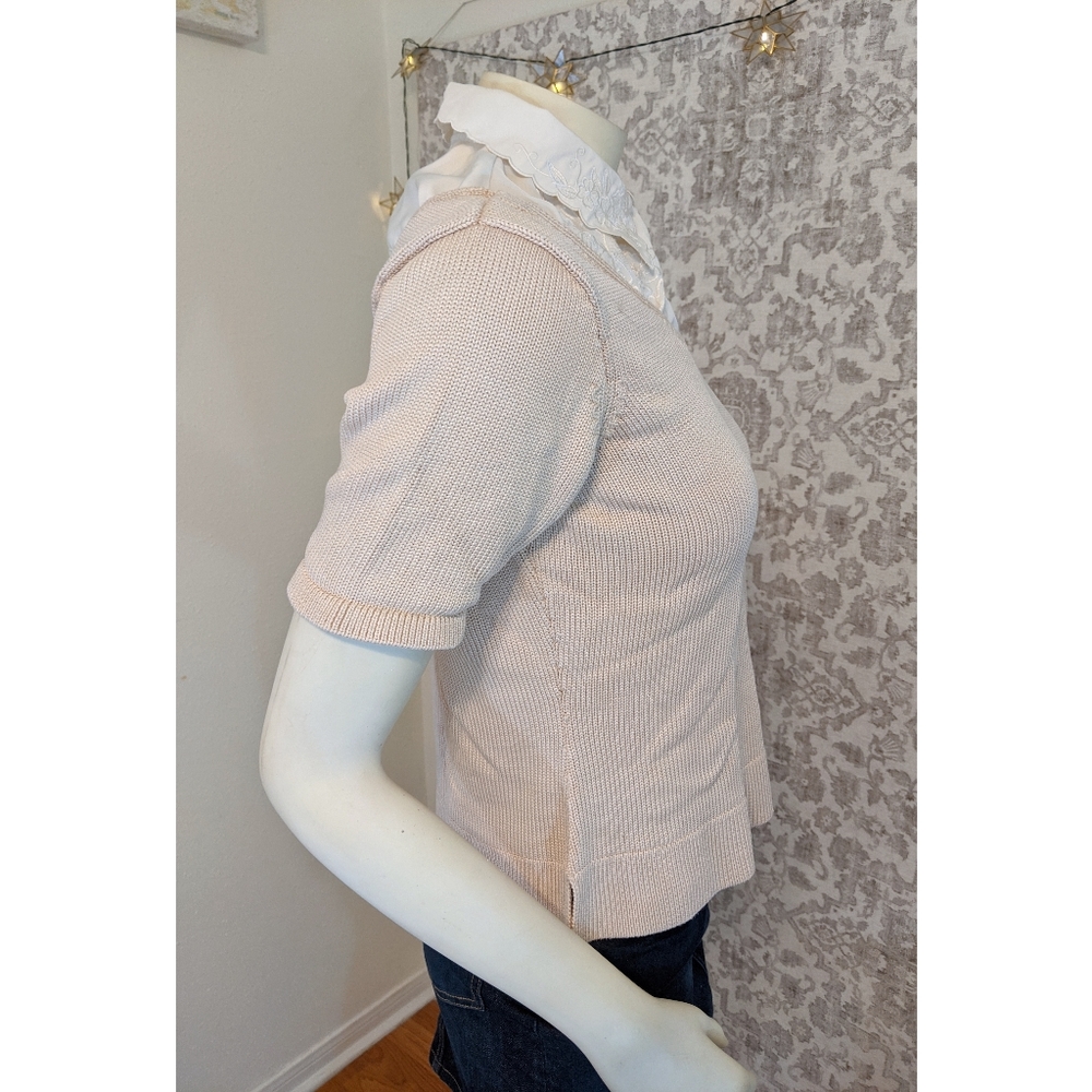 Hand-Altered Silk Sweater w/vintage Floral Collar - Picture 6 of 8